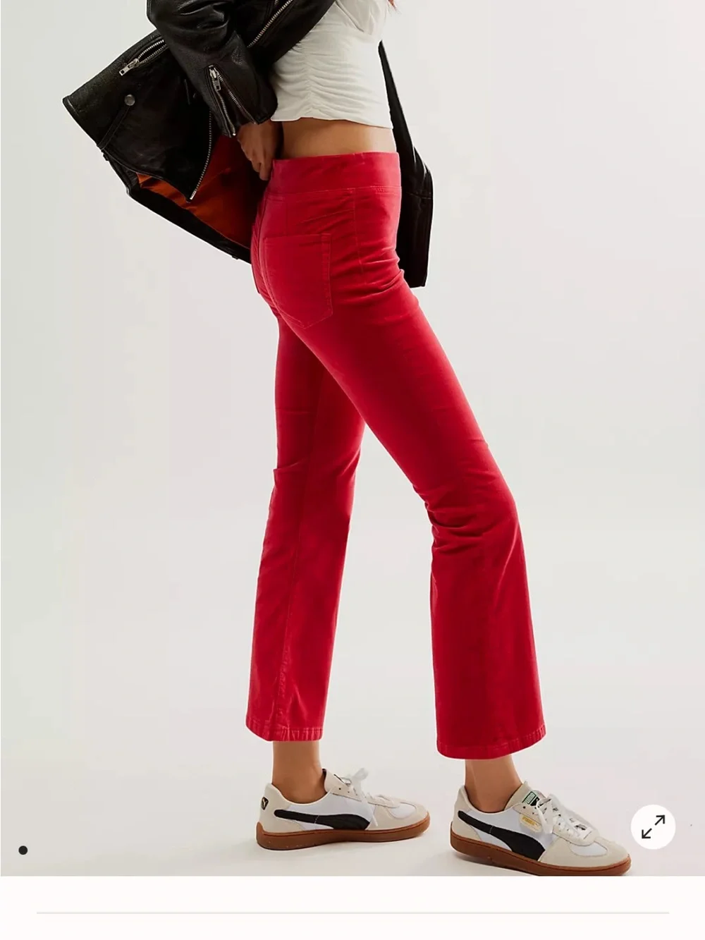 High-Rise Red Velvet Crop Pants Free People XS Ankle Kick Flare In My Feelings